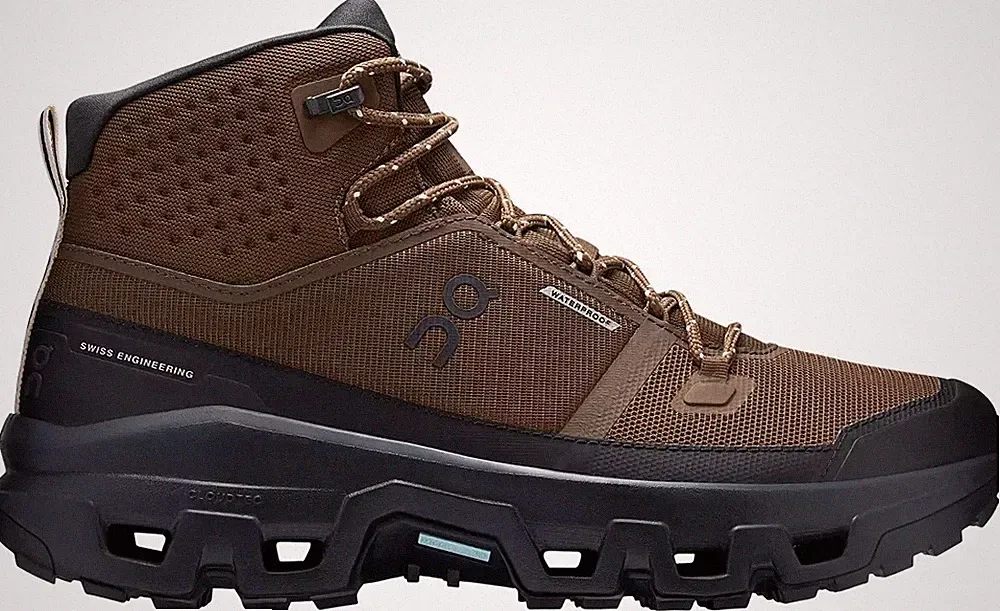 On Men's Cloudrock Mid Waterproof Hiking Boots [ Earth/Black ] - Brand New 100%